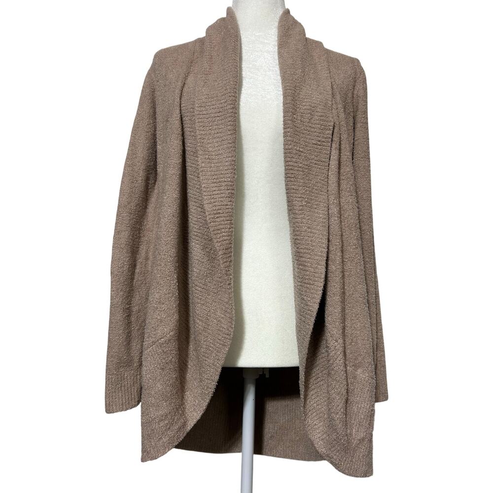 Barefoot Dreams Cozychic Lite Knit Womens Size L Open Cardigan Sweater Taupe Tan